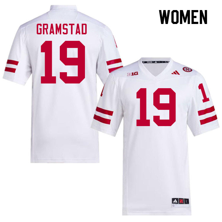 Women #19 Jalyn Gramstad Nebraska Cornhuskers College Football Jerseys Stitched Sale-White